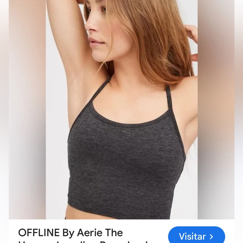 Aerie Gray Crop Top with Spaghetti Straps
